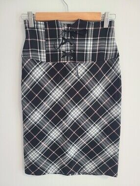 Limité Plaid Lace Front Pencil Skirt - Women's X-Small